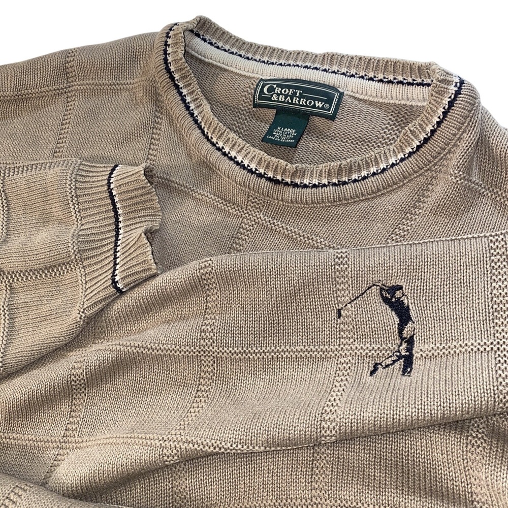 Croft & Barrow Sweater Men XL Golf PGA Chunky Knit Texture Cosby Grandpa 90s USA